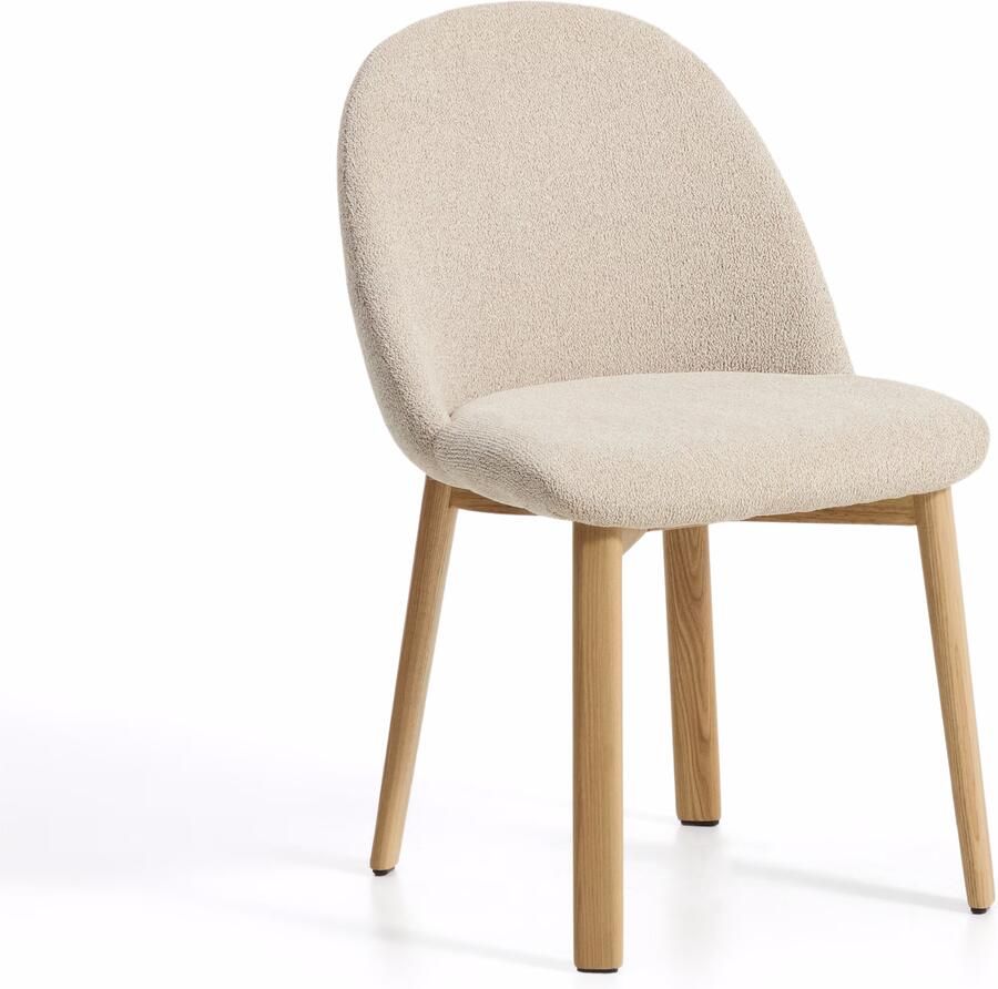 Kave Home Eetkamerstoel Meila Chenille Beige Naturel