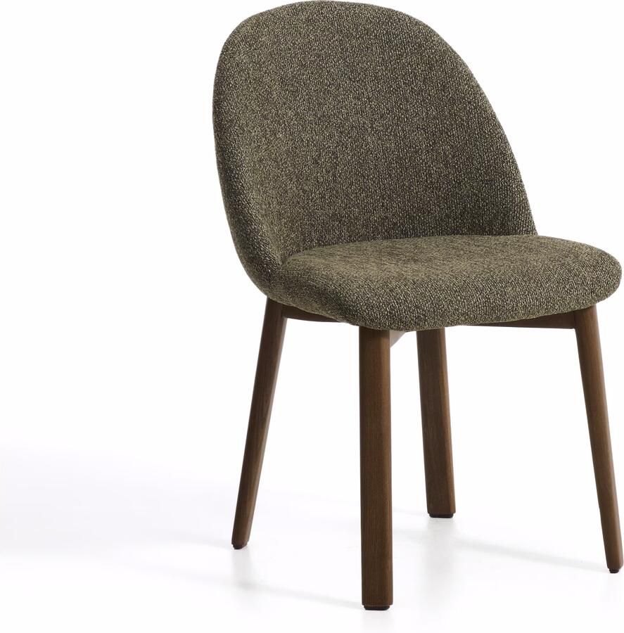 Kave Home Eetkamerstoel Meila Chenille Groen Bruin
