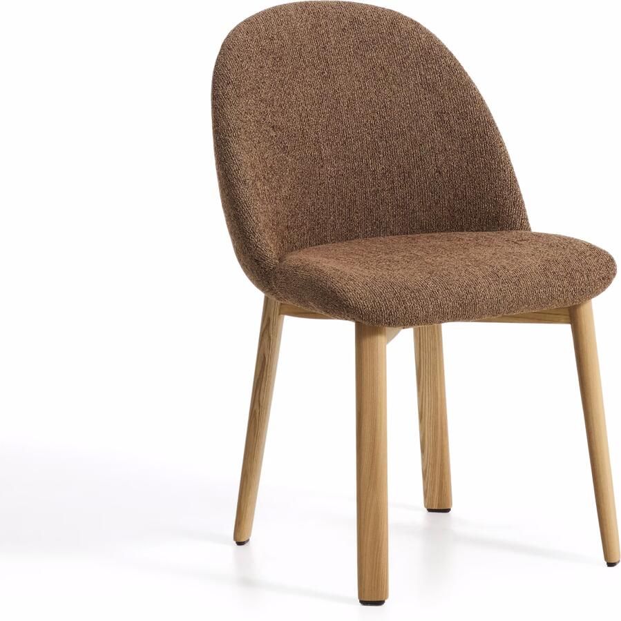 Kave Home Eetkamerstoel Meila Chenille Terracotta Naturel