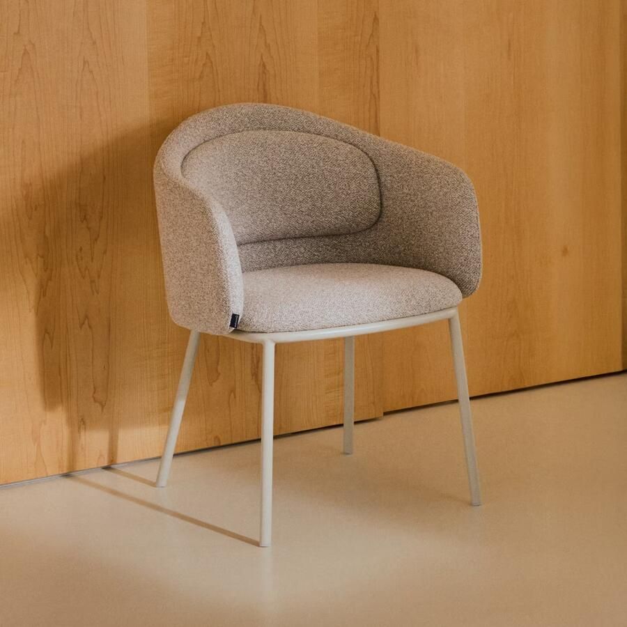 Kave Home Eetkamerstoel Minda Grove Chenille Beige