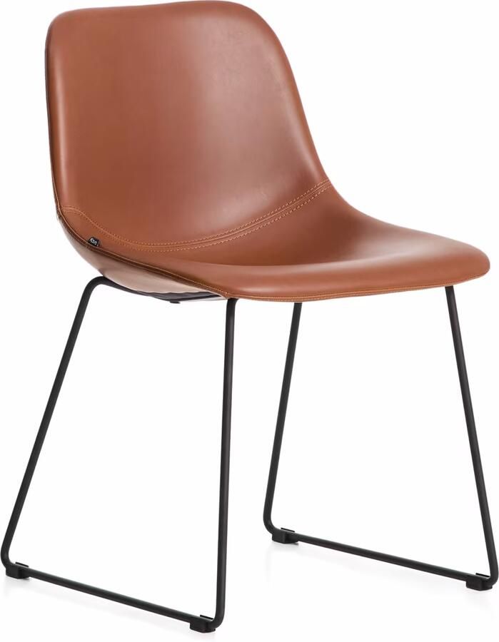 Kave Home Eetkamerstoel Zahara Lederlook Bruin