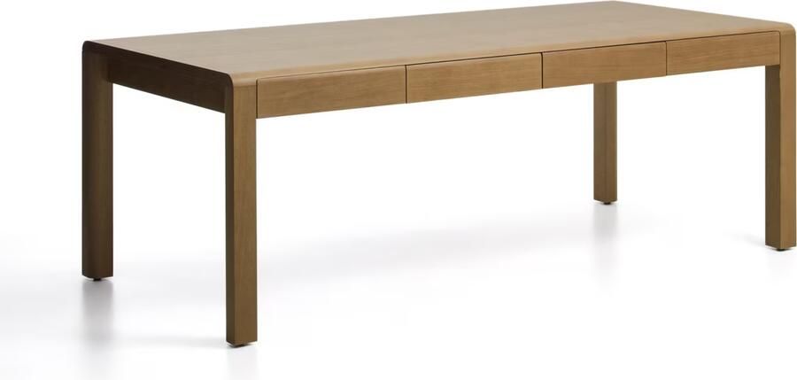 Kave Home Eettafel Arelida Eiken Met 8 lades 220 x 100cm Bruin