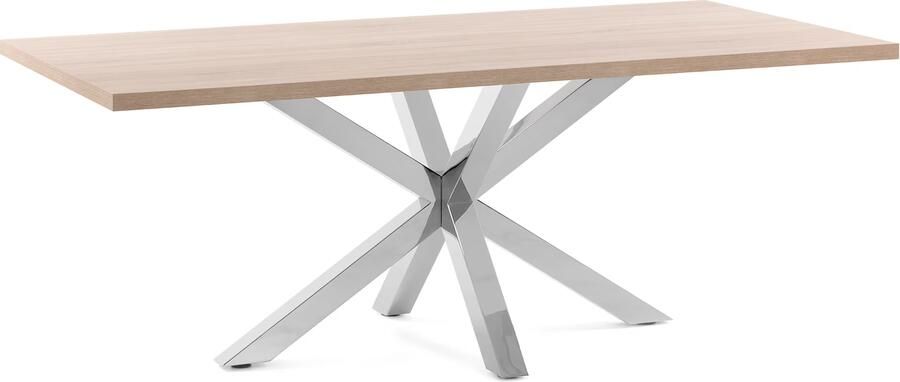 Kave Home Argo tafel 160 cm natuurlijke melamine roestvrij benen