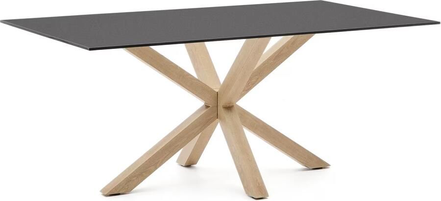Kave Home Eettafel Argo Glas 180 x 100cm Zwart Naturel