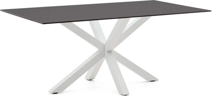 Kave Home Eettafel Argo Glas 180 x 100cm Zwart Wit