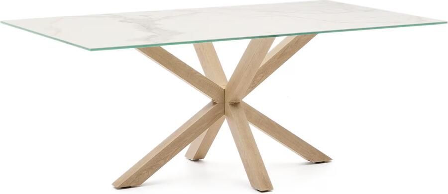 Kave Home Argo tafel 200 cm porselein houten effect benen