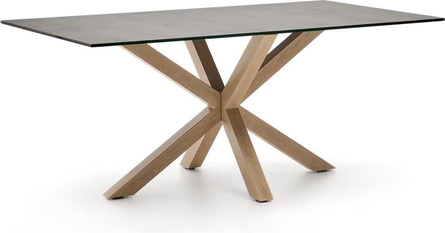 Kave Home Eettafel Argo Keramiek en houtlook 180 x 100cm Bruin