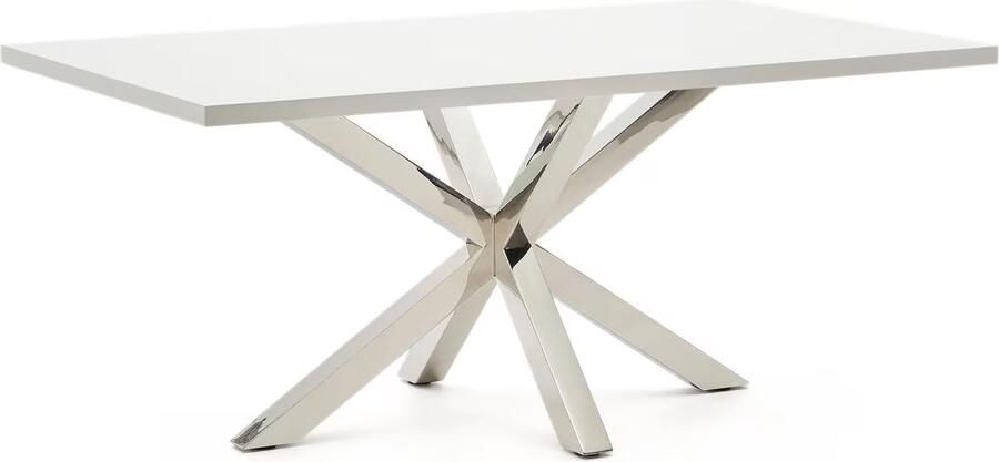 Kave Home Argo tafel 180 cm wit melamine roestvrij benen