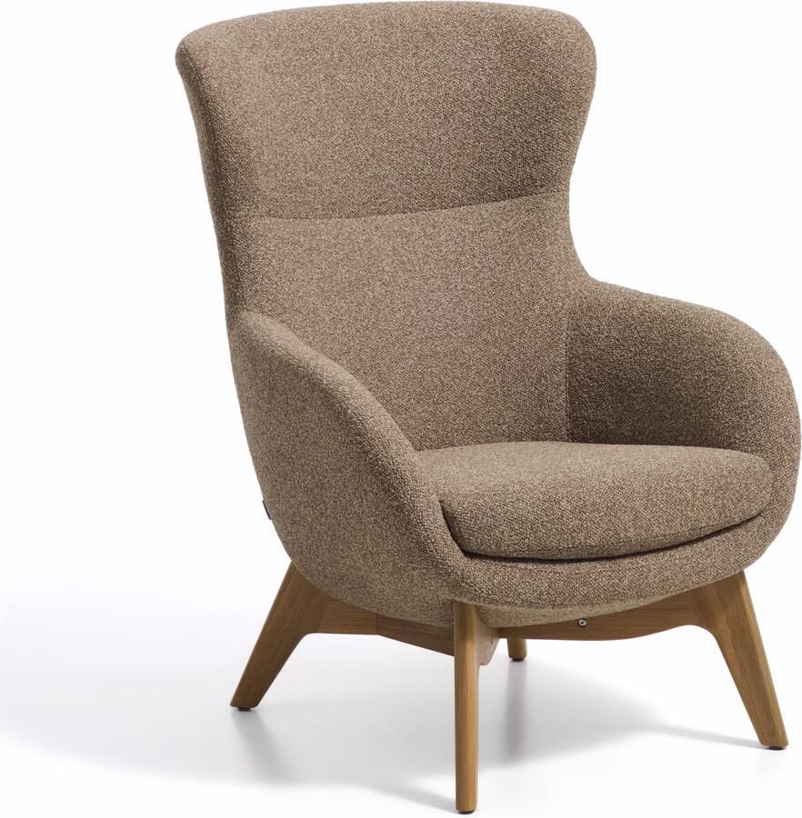 Kave Home Fauteuil Adiran Chenille & Eiken Lichtbruin