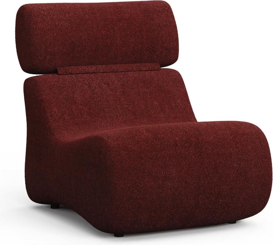 Kave Home Fauteuil Club Bouclé Bordeauxrood