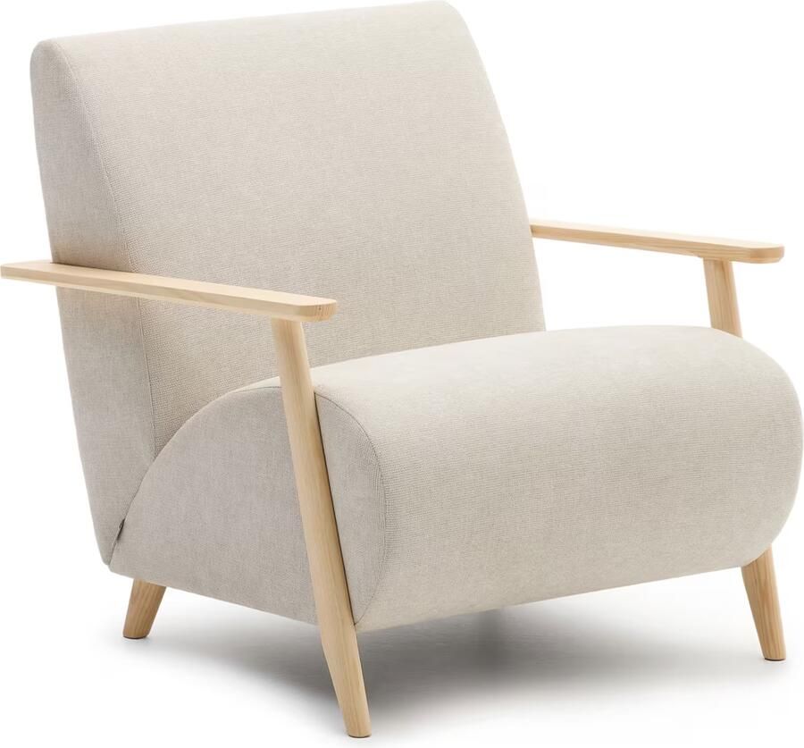 Kave Home Fauteuil Meghan Chenille Beige Naturel