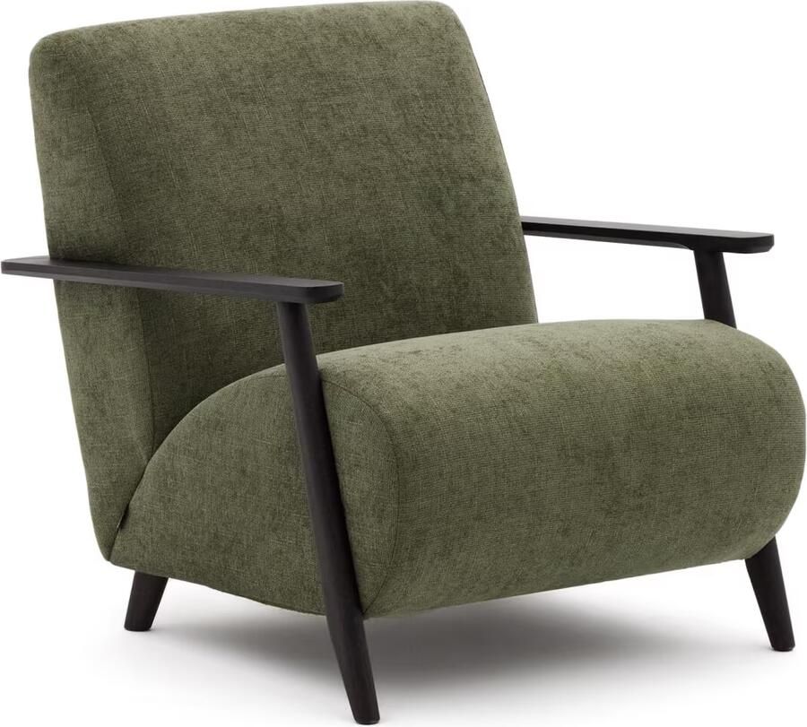 Kave Home Fauteuil Meghan Chenille Groen Zwart