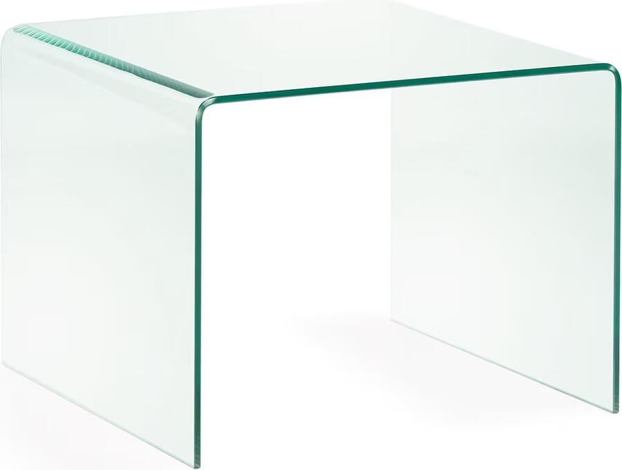 Kave Home Glazen Bijzettafel Burano 60 x 60 cm Transparant Vierkant