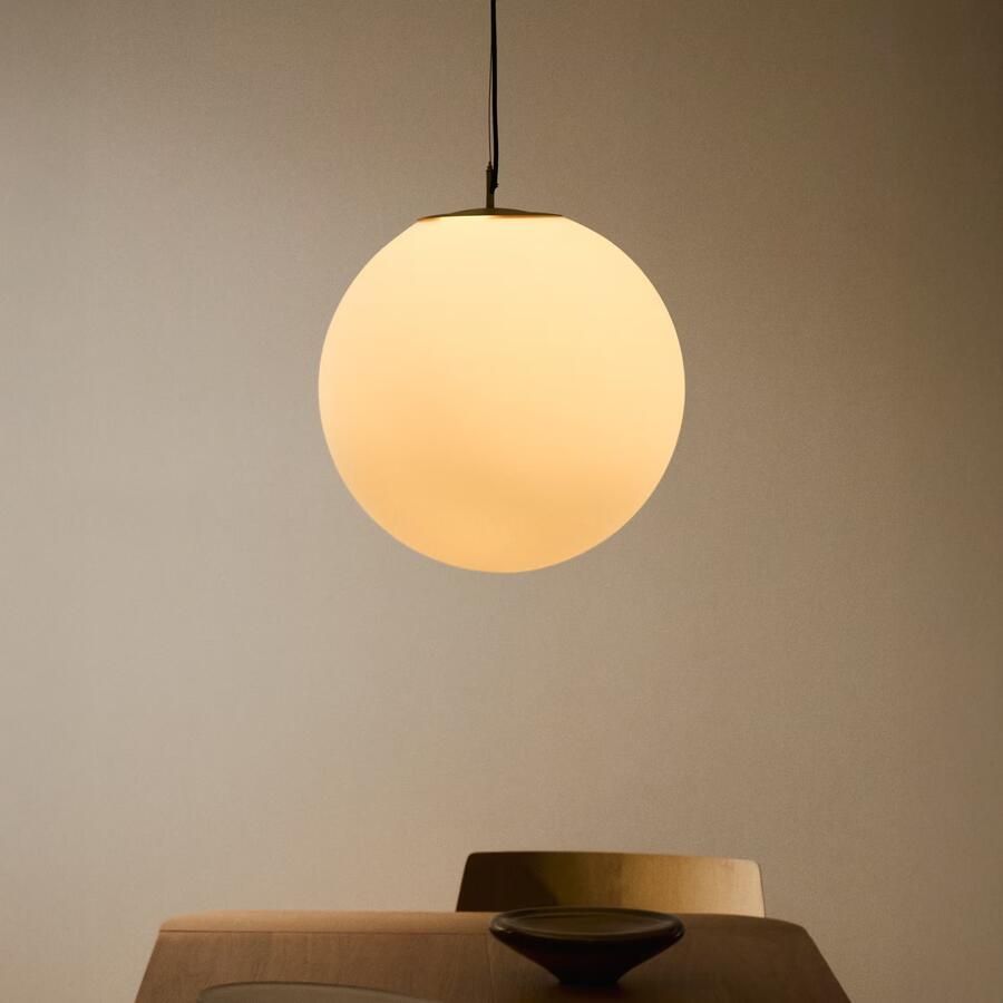 Kave Home Hanglamp Brisia Glas en messing 50cm Wit