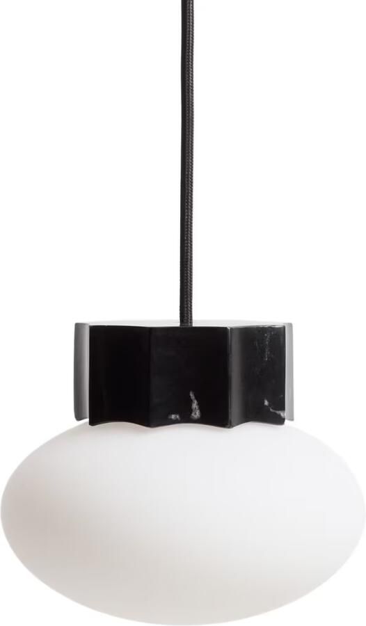 Kave Home Hanglamp Idela Glas en marmer Ø15cm Zwart
