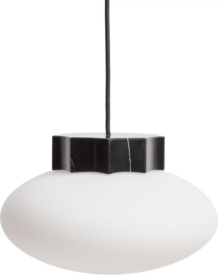 Kave Home Hanglamp Idela Glas en marmer Ø26cm Zwart