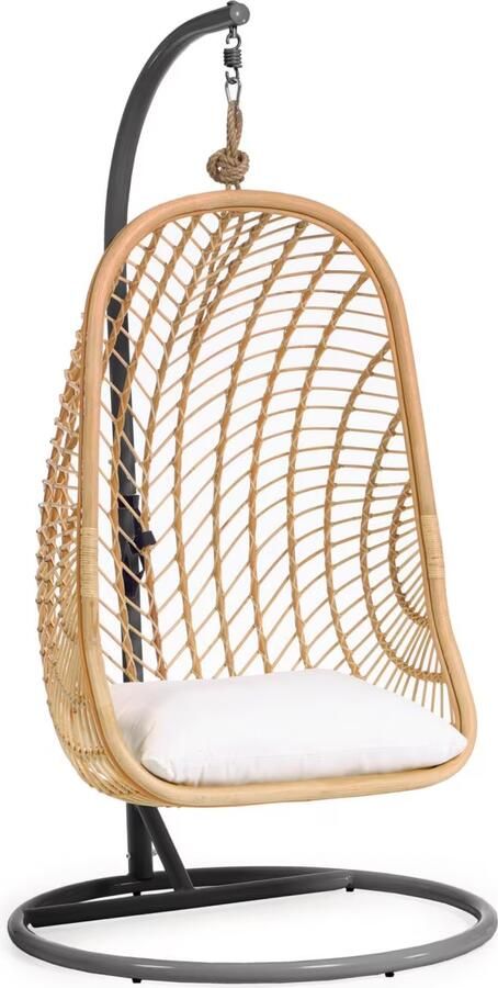 Kave Home Hangstoel Ekaterina Met standaard Rotan Naturel Donkergrijs