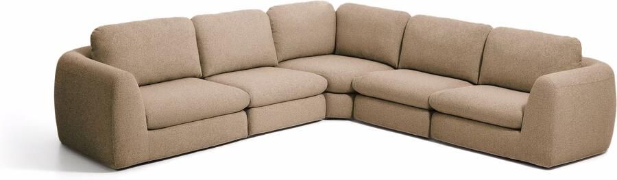 Kave Home Hoekbank Vera 330cm Structuurstof Lichtbruin