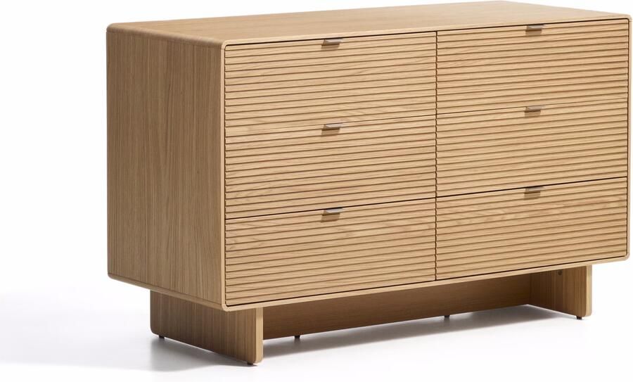 Kave Home Ladekast Norlen Eikenfineer Met 6 laden Naturel Eiken