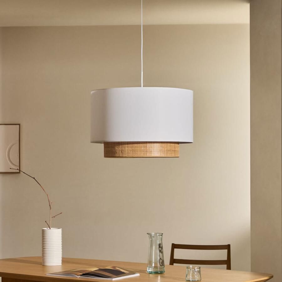 Kave Home Lampenkap Erna Bamboe en stof Ø60cm Wit