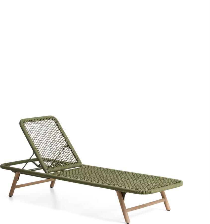 Kave Home Ligbed Dandara Acaciahout en touw Donkergroen