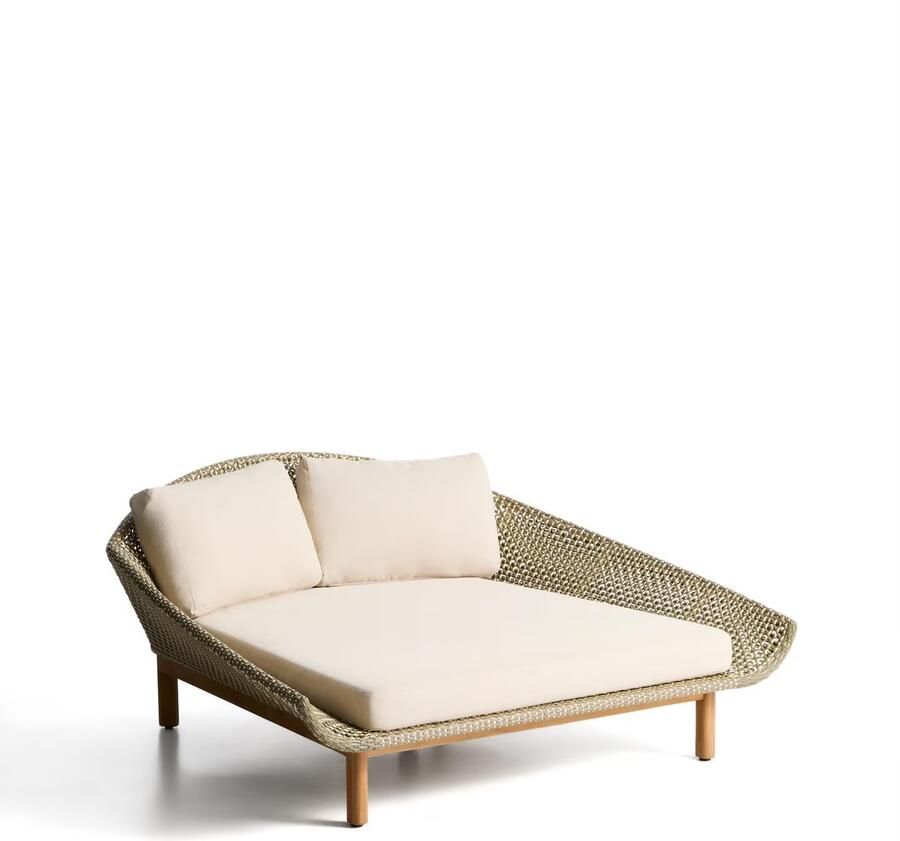 Kave Home Ligbed Olbia Tweepersoons Rattan en teakhout Groen