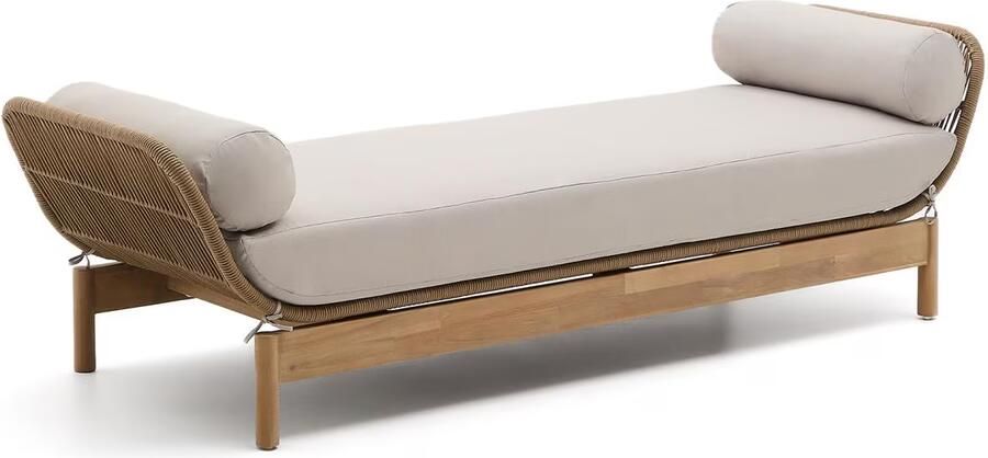 Kave Home Ligstoel Catalina Acaciahout en touw Beige