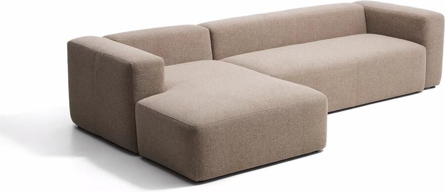 Kave Home Loungebank Blok Links 330cm Chenille Bruin