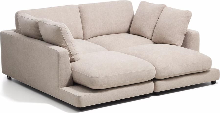 Kave Home Loungebank Gala met dubbele chaise longue 210cm Bouclé Beige
