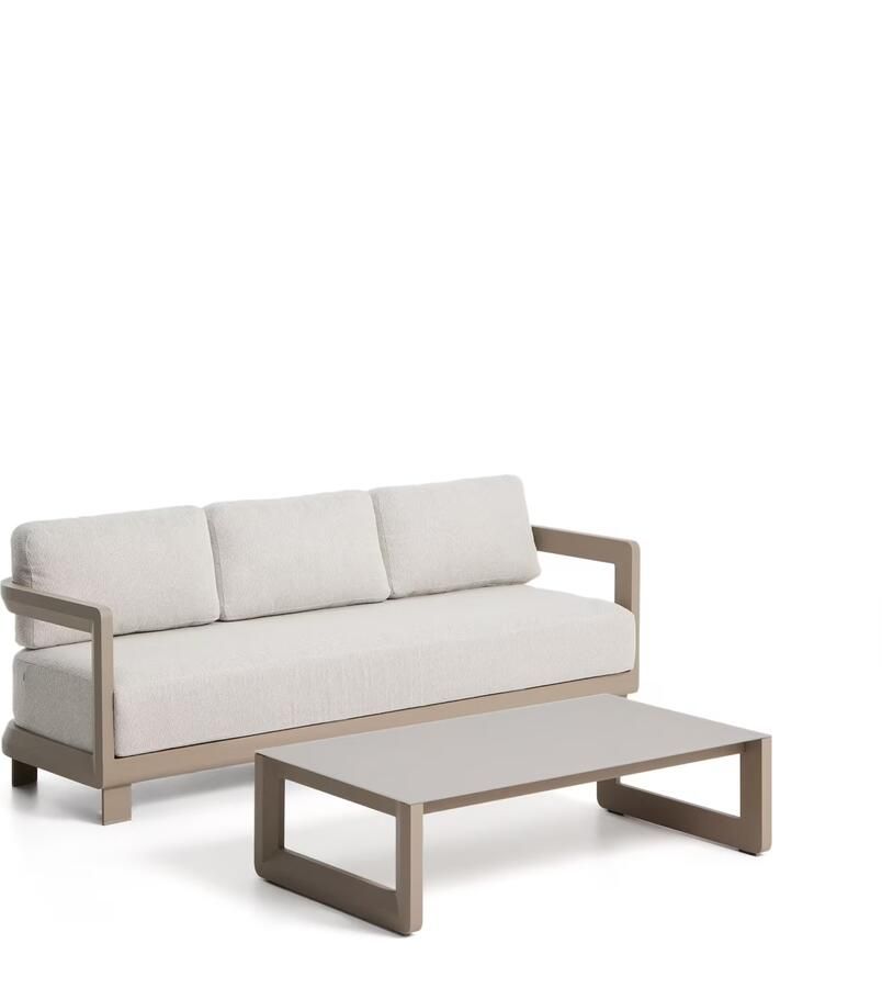 Kave Home Loungeset Nerano Met 3-zitsbank en lage tafel Beige