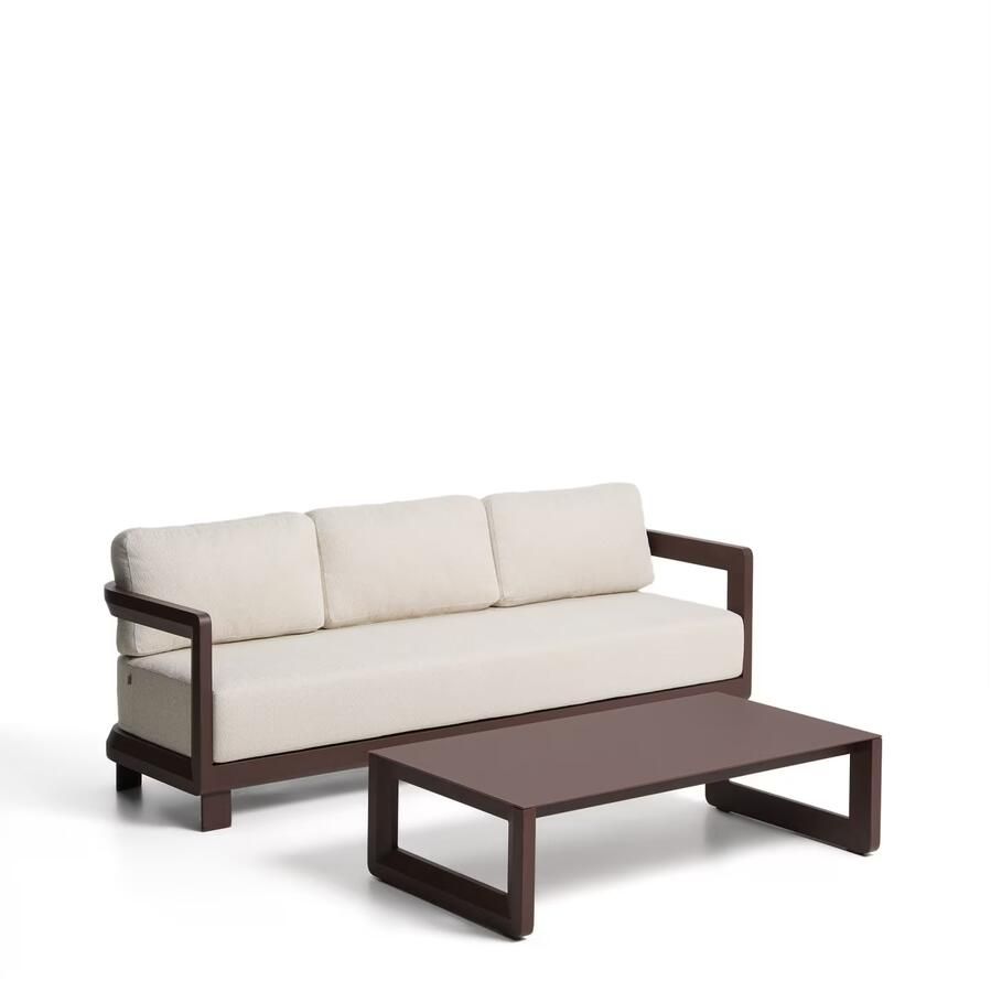 Kave Home Loungeset Nerano Met 3-zitsbank en lage tafel Bruin