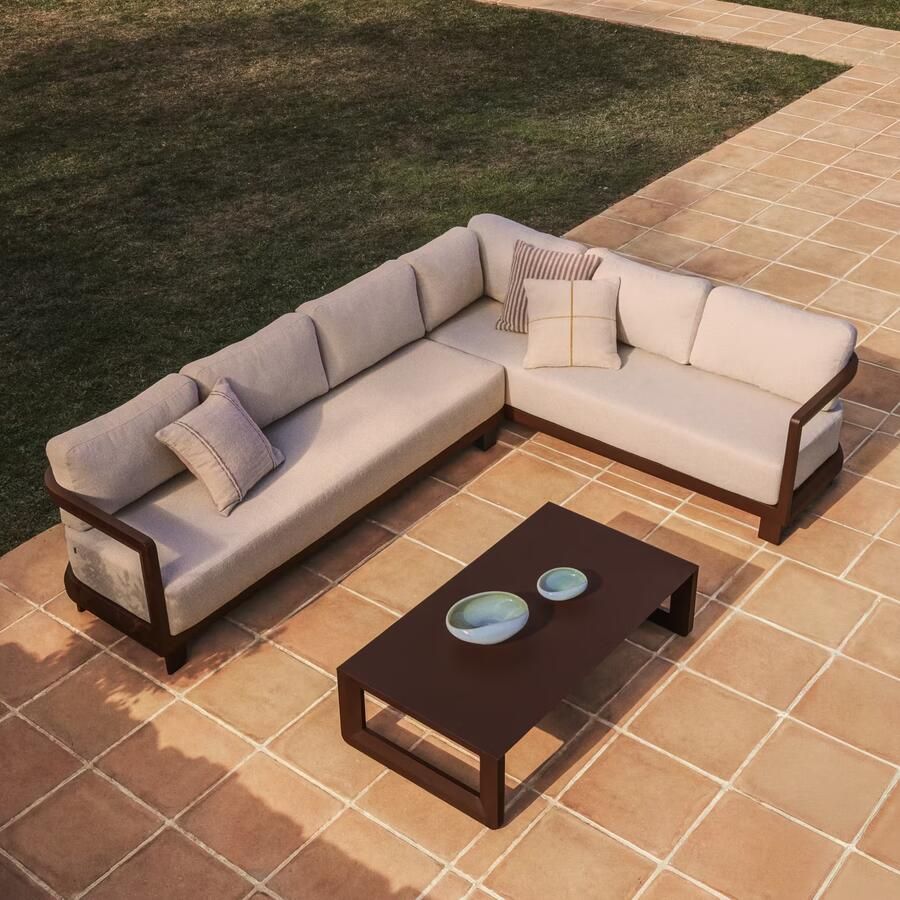 Kave Home Loungeset Nerano Met 5-zits hoekbank en salontafel Bruin