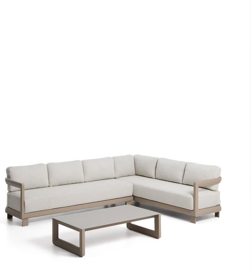 Kave Home Loungeset Nerano Met 5-zits hoekbank en salontafel Taupe