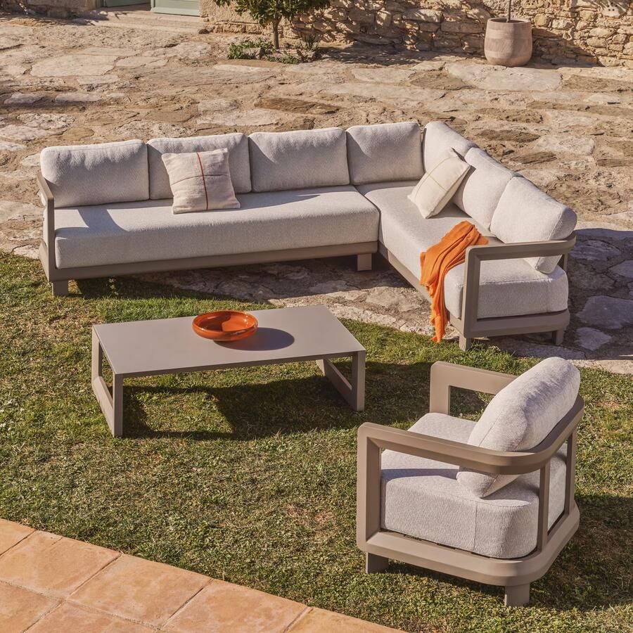 Kave Home Loungeset Nerano Met 5-zits hoekbank en salontafel Taupe