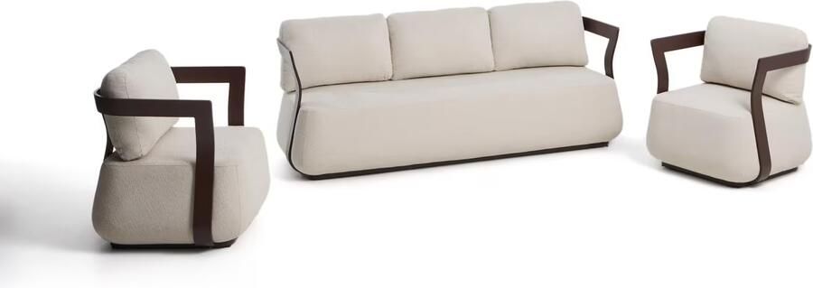 Kave Home Loungeset Tamaris Met 3-zits loungebank en 2 loungestoelen Bruin