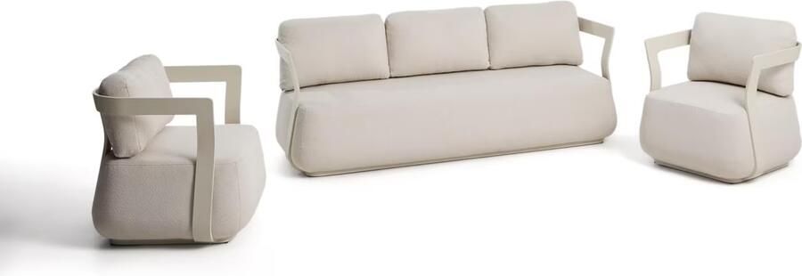 Kave Home Loungeset Tamaris Met 3-zits loungebank en 2 loungestoelen Ecru