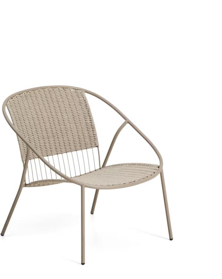 Kave Home Loungestoel Atrani Staal en touw Ecru