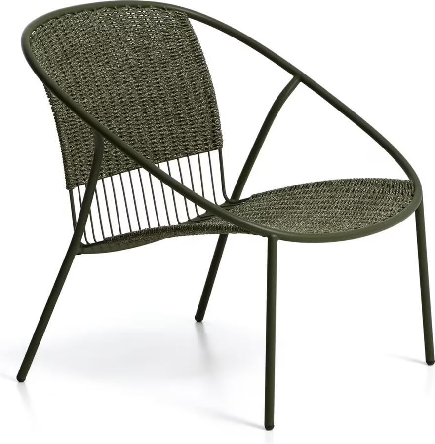 Kave Home Loungestoel Atrani Staal en touw Groen