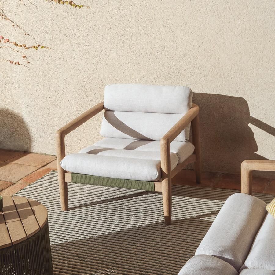 Kave Home Loungestoel Menfi Acaciahout en touw Donkergroen