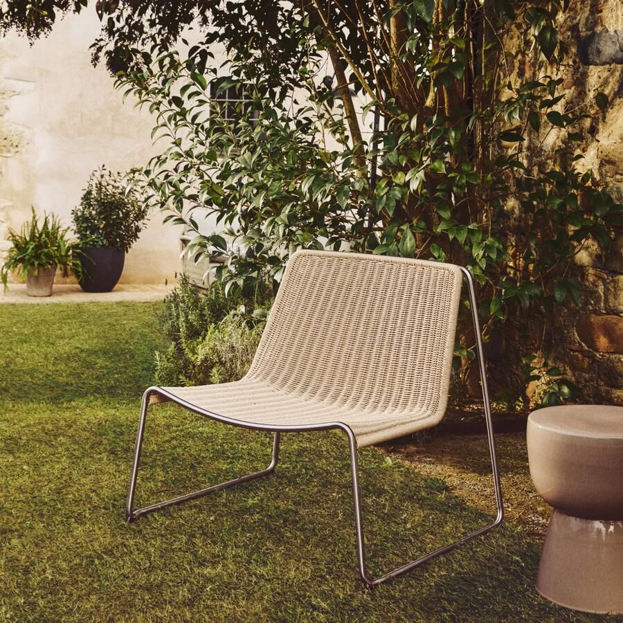 Kave Home Loungestoel Tavari Touw en staal Beige