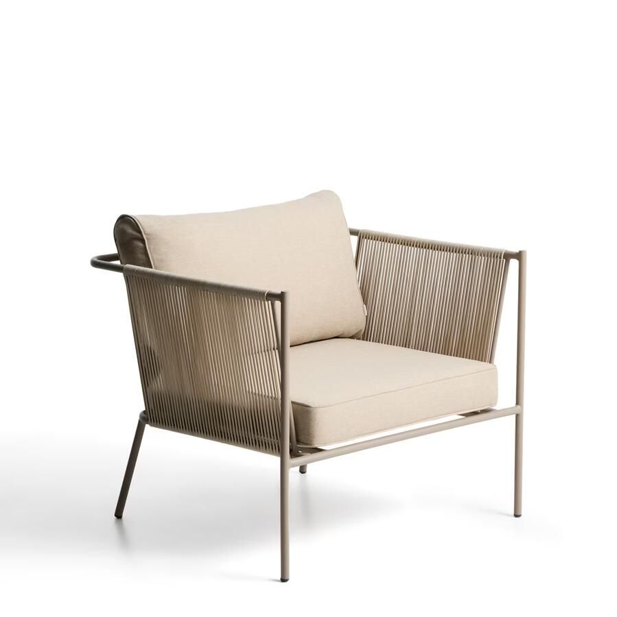 Kave Home Loungestoel Zivia Staal en touw Ecru Taupe