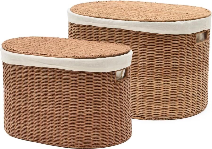 Kave Home Mand Indali Rotan Set van 2 stuks Bruin