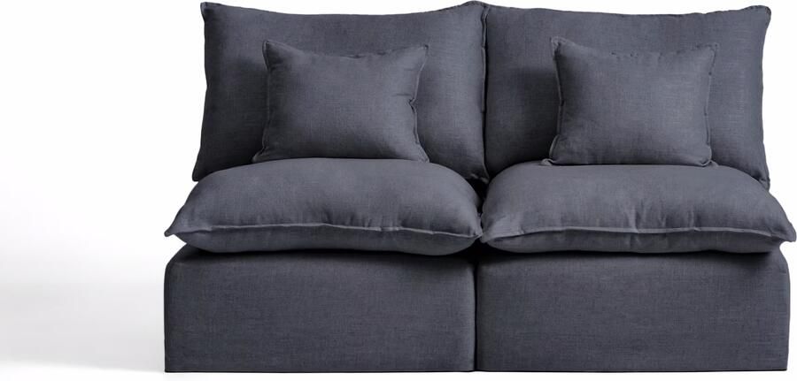 Kave Home Modulaire 2-zits Bank Anarela Linnen 180cm Donkergrijs