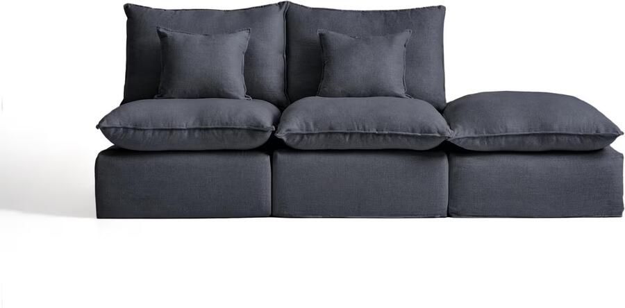 Kave Home Modulaire 2-zits Bank Anarela Linnen 270cm Donkergrijs