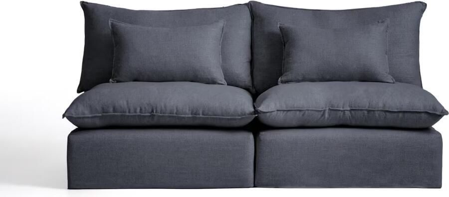 Kave Home Modulaire 3-zits Bank Anarela Linnen 220cm Donkergrijs