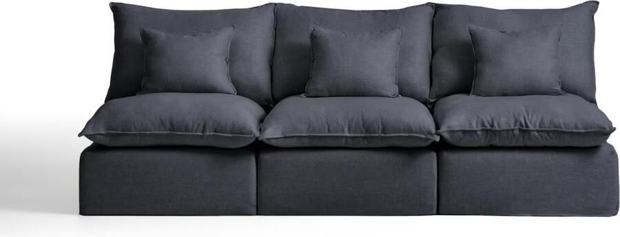 Kave Home Modulaire 3-zits Bank Anarela Linnen 270cm Donkergrijs