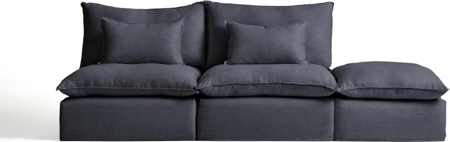 Kave Home Modulaire 3-zits Bank Anarela Linnen 310cm Donkergrijs