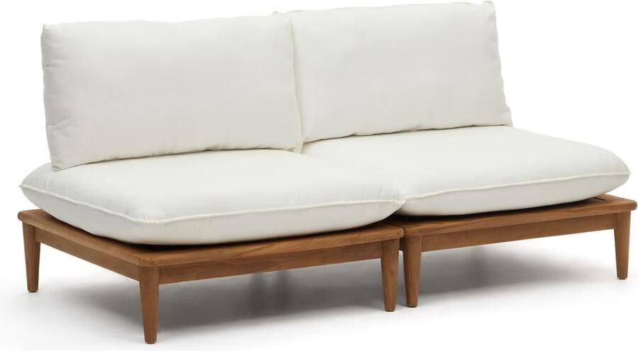 Kave Home Modulaire Loungebank Portitxol Teakhout Met 2 fauteuils Wit