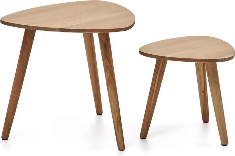 Kave Home Organische Bijzettafel Duvani Acaciahout Set van 2 stuks Naturel