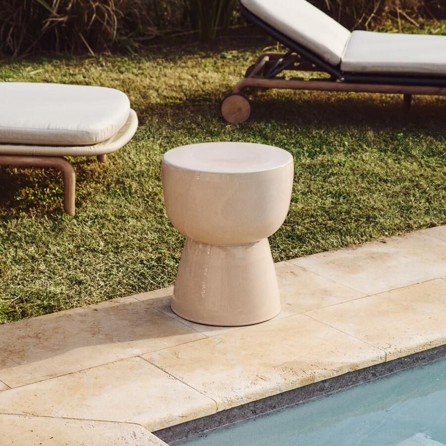 Kave Home Outdoor Bijzettafel Mesquida 36cm Beige Rond